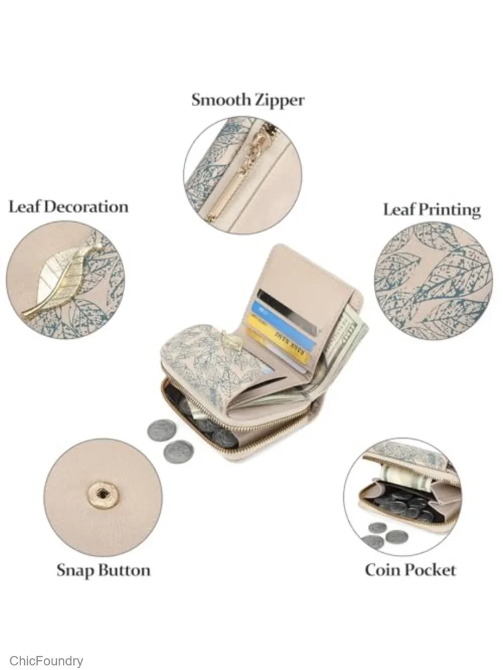 RFID Blocking Bifold Wallet for Women Vegan Leather Small Card Holder with